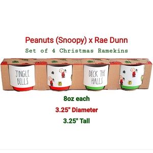 🔥4.99SHIP🔥🆕️Peanuts Snoopy × Rae Dunn 4pc Christmas Ramekin Set (8oz)
